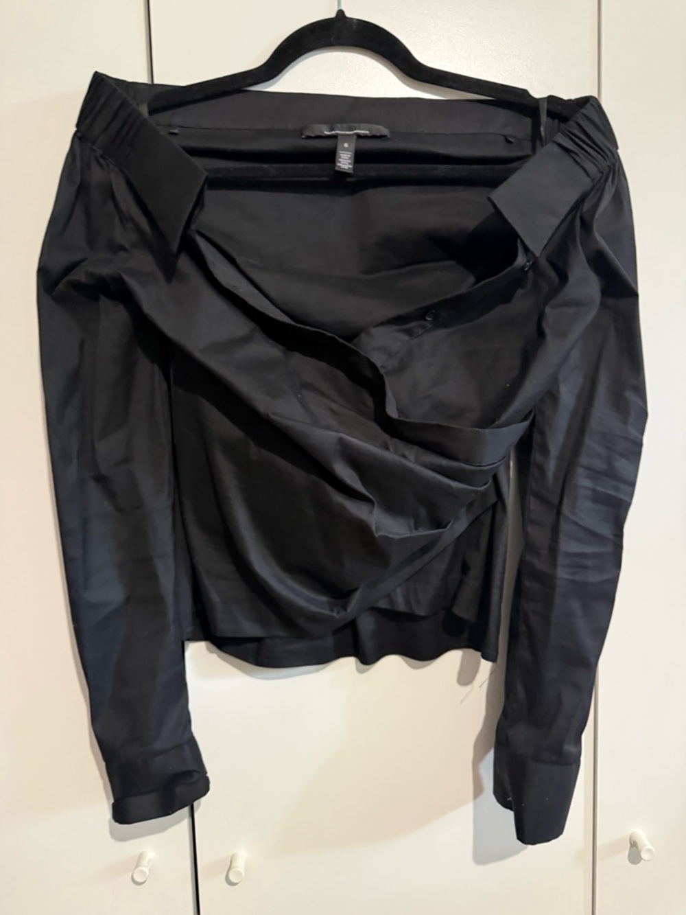 Black Off-Shoulder Wrap Top from White House Black Market